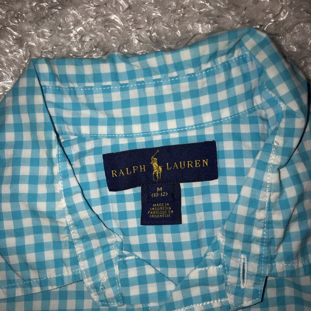 Ralph Lauren light blue boys button down polo - Picture 2 of 2